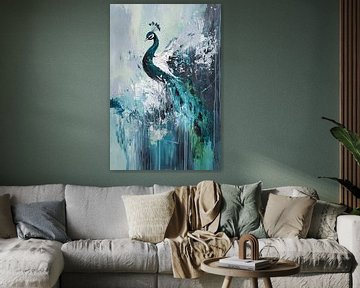 Abstract pauw schilderij op canvas van Imperial Art House
