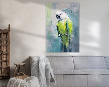 Colourful parrot on abstract canvas by Imperial Art House