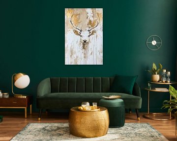 Minimalistisch hert met gouden accenten van Imperial Art House