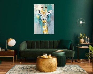 Colourful giraffe painting on canvas by Imperial Art House