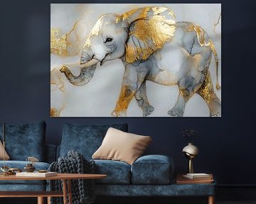 Abstract elephant with gold accents