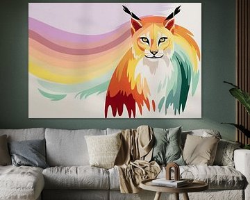 Colourful lynx with rainbow stripes