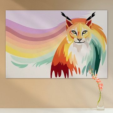 Lynx coloré avec des rayures arc-en-ciel sur Imperial Art House