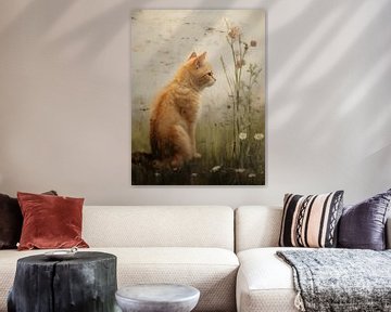 Rode Kater in Stille Weide van Emil Husstege