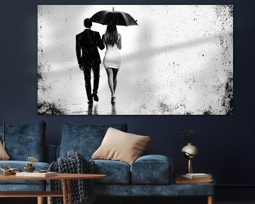 Couple under umbrella by Frank Heinz