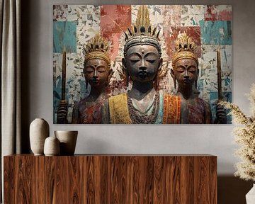 Blue And Gold Buddha In Kingly Spirituality by Digitale Schilderijen