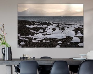 Ijschotsen op het strand op Spitsbergen van Anouschka Hendriks