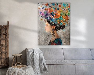 Vrouw Profiel van Abstract Schilderij