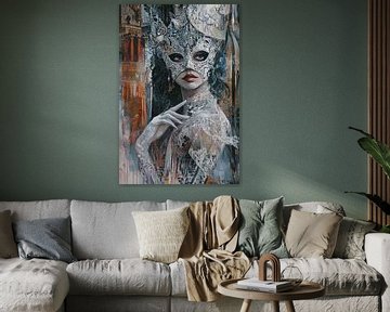 Venetiaans Masker van Abstract Schilderij