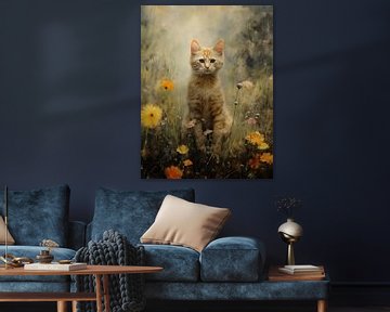 Young Orange Cat among Field Flowers by Emil Husstege