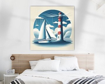 lighthouse and sailboat