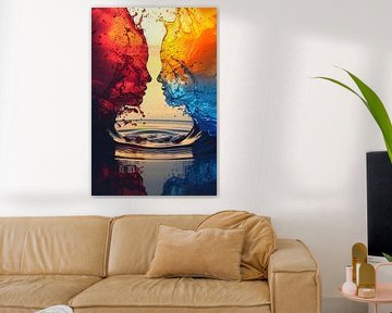 Two Abstract Faces in a Colourful Embrace
