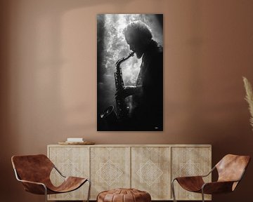 Muziekinstrument in zwart-wit van Gelissen Artworks
