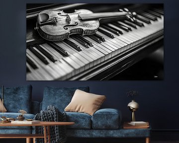 Musical instrument in black and white by Gelissen Artworks