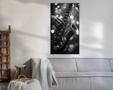 Muziekinstrument in zwart-wit van Gelissen Artworks