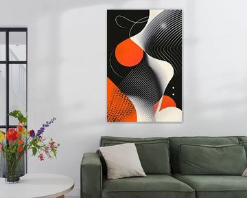 Abstract Vormen in Zwart, Wit en Oranje van Imperial Art House