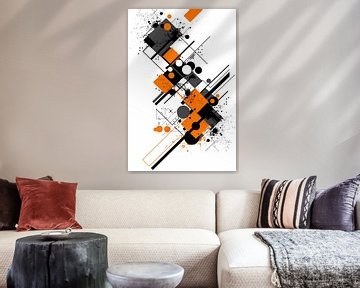 Abstract Kunstwerk met Oranje en Zwarte Vormen van Imperial Art House