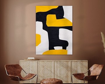 Organische abstracte kunst - zwart en geel