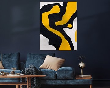 Organische abstracte kunst - zwart en geel
