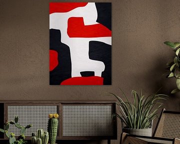 Organische abstracte kunst - zwart en rood