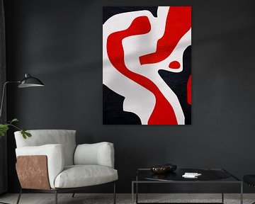Organische abstracte kunst - zwart en rood