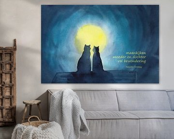Moon viewing Katzen Haiku holländisch