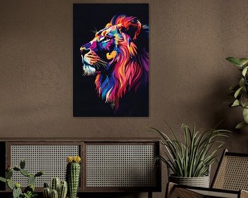 Impression numérique colorée d'un lion sur Imperial Art House
