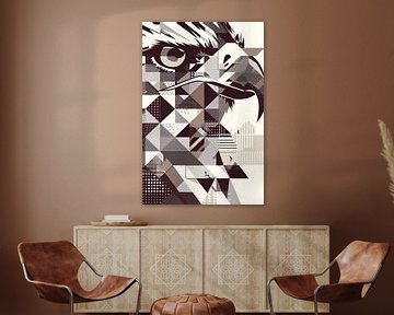 Abstract Geometrische Adelaar in Zwart-Wit van Imperial Art House