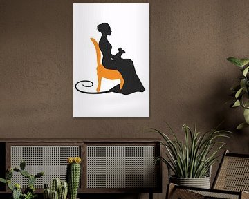 Silhouet van vrouw met muis op stoel van Imperial Art House