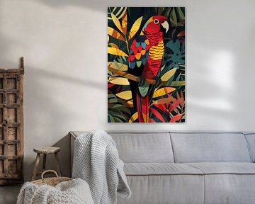 Kleurrijk Papegaai in Tropisch Paradijs van Imperial Art House