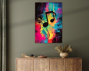 Abstract Musical Notes in Colourful Splashes of Paint by Imperial Art House