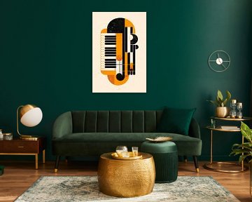 Abstract Accordeon in Levendige Kleuren van Imperial Art House