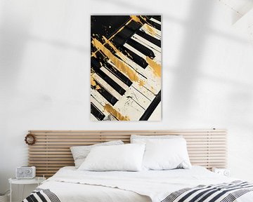 Abstract expressie op piano met goud van Imperial Art House