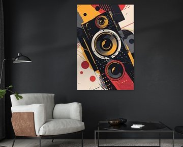 Abstract luidsprekers met Kleurrijk verfspatten van Imperial Art House
