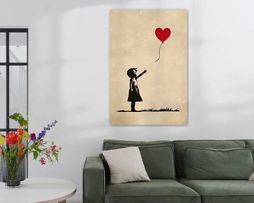 Meisje reikt naar Hartvormige Ballon van Imperial Art House