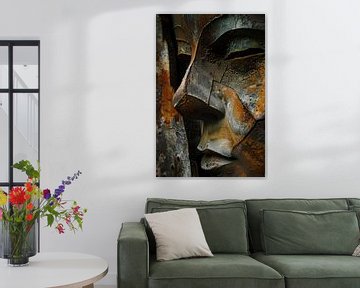 Digitaal portret van verweerd gezicht van Imperial Art House