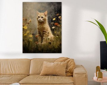 Orange Kitten among Wildflowers by Emil Husstege
