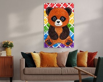 Kleurrijk Pop Art Panda met Diamanten van Imperial Art House