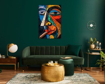 Abstract Cubist Portrait of Smoker by Imperial Art House