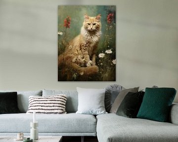Red Cat among Wildflowers by Emil Husstege