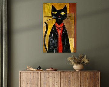 Modern Kat in Pak met Strikje van Imperial Art House