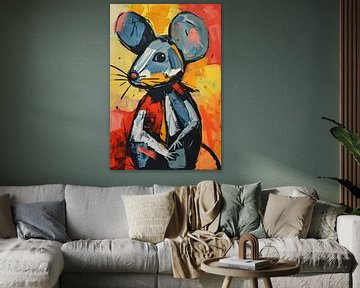 Expressief  van een blauwe muis van Imperial Art House