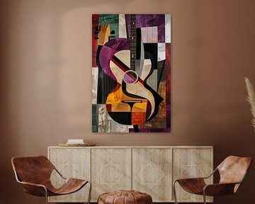 Abstract Kubistische Gitaar Kunst van Imperial Art House