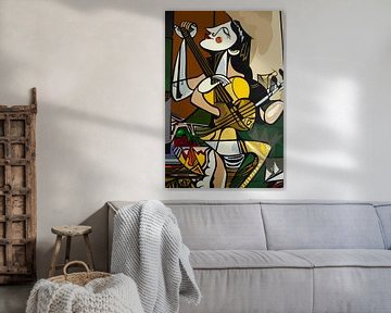Abstract muzikant in dynamische kleuren van Imperial Art House