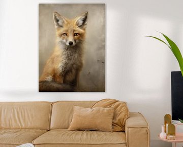 Portrait of a Young Fox with Intense Gaze by Emil Husstege