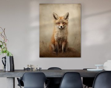Young Fox in Open Field by Emil Husstege