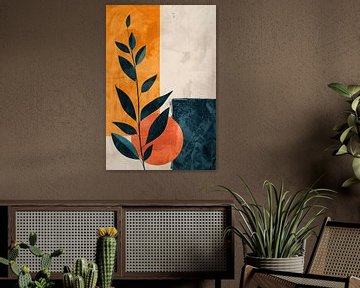 Abstract Plant met Oranje en Blauwe Vormen van Imperial Art House