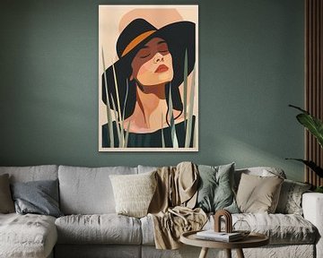 Entspannte Frau mit Hut in der Sonne von Imperial Art House