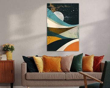 Abstract landschap met maan en sterren van Imperial Art House