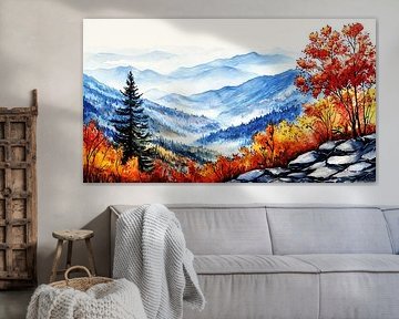 Blue Ridge Mountains in kleurrijke herfst